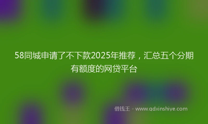58同城申请了不下款2025年推荐，汇总五个分期有额度的网贷平台