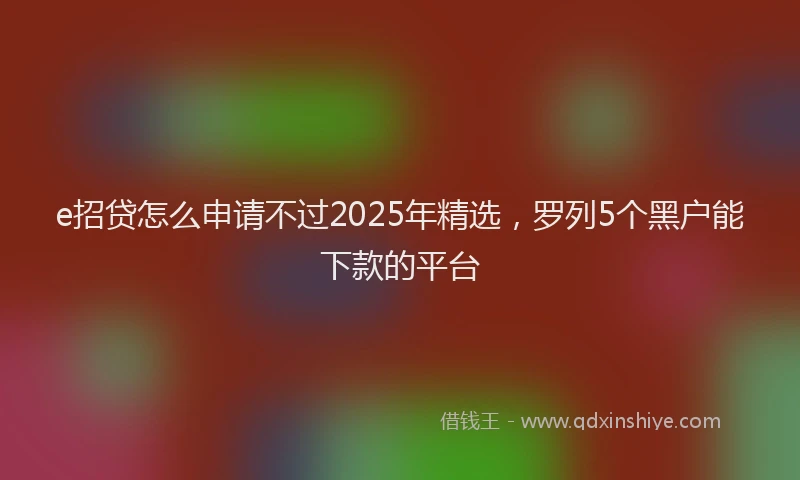 e招贷怎么申请不过2025年精选，罗列5个黑户能下款的平台