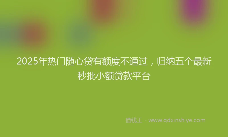 2025年热门随心贷有额度不通过，归纳五个最新秒批小额贷款平台