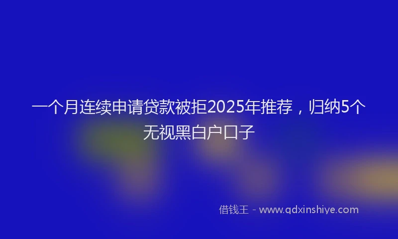 一个月连续申请贷款被拒2025年推荐，归纳5个无视黑白户口子