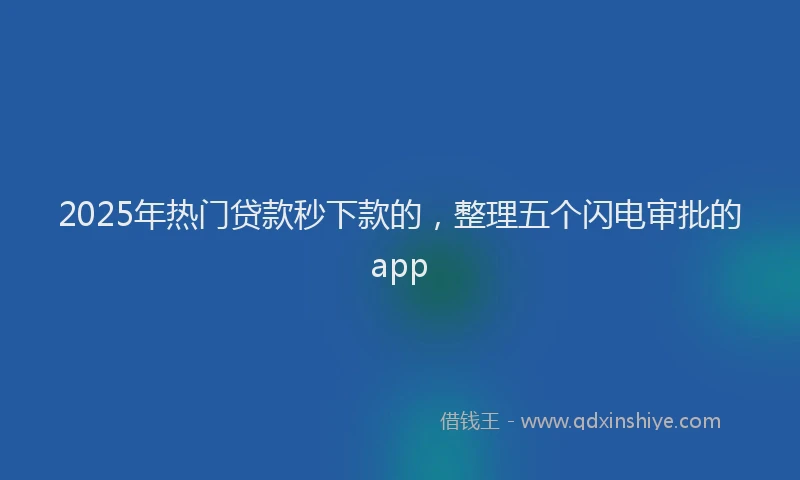 2025年热门贷款秒下款的，整理五个闪电审批的app