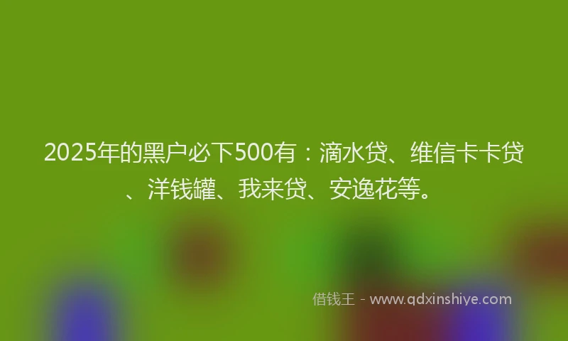 2025年的黑户必下500有：滴水贷、维信卡卡贷、洋钱罐、我来贷、安逸花等。