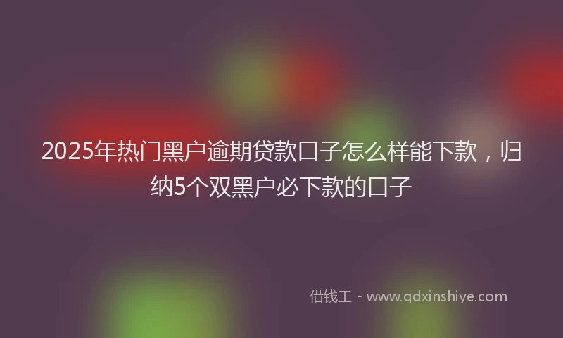 2025年热门黑户逾期贷款口子怎么样能下款，归纳5个双黑户必下款的口子