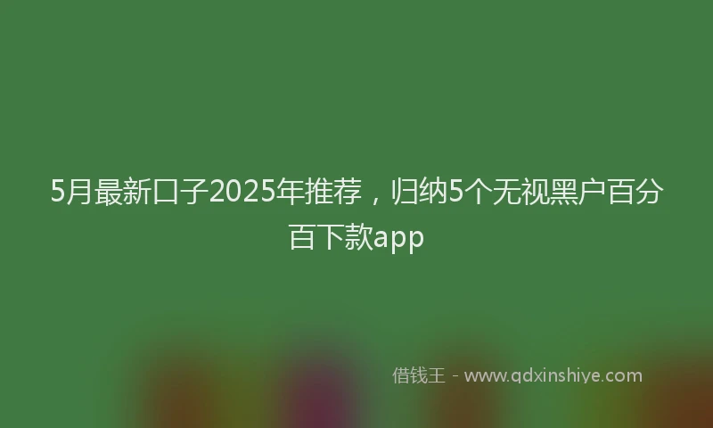 5月最新口子2025年推荐，归纳5个无视黑户百分百下款app