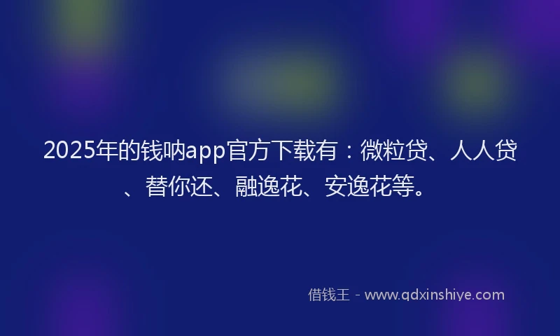 2025年的钱呐app官方下载有：微粒贷、人人贷、替你还、融逸花、安逸花等。