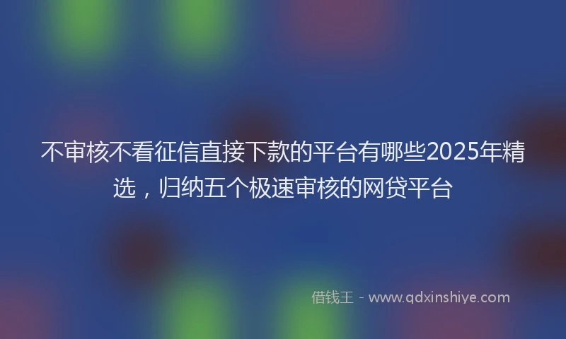 不审核不看征信直接下款的平台有哪些2025年精选，归纳五个极速审核的网贷平台