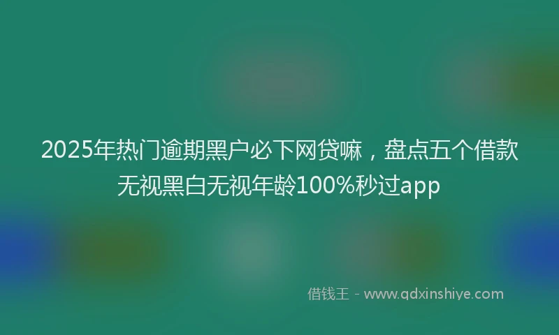 2025年热门逾期黑户必下网贷嘛，盘点五个借款无视黑白无视年龄100%秒过app