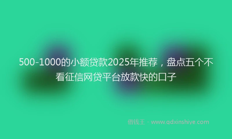 500-1000的小额贷款2025年推荐，盘点五个不看征信网贷平台放款快的口子