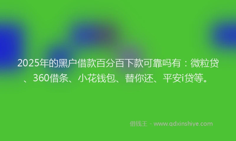 2025年的黑户借款百分百下款可靠吗有：微粒贷、360借条、小花钱包、替你还、平安i贷等。