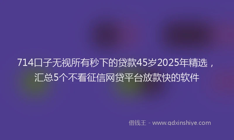 714口子无视所有秒下的贷款45岁2025年精选，汇总5个不看征信网贷平台放款快的软件
