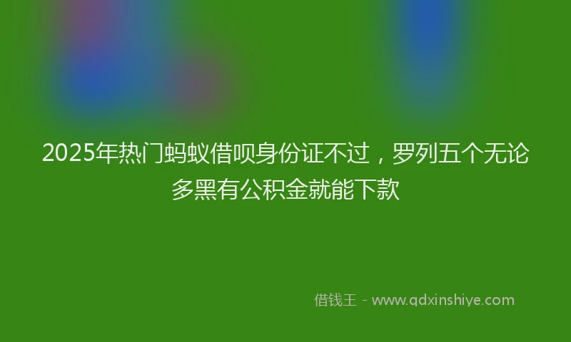 2025年热门蚂蚁借呗身份证不过，罗列五个无论多黑有公积金就能下款