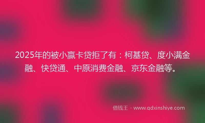 2025年的被小赢卡贷拒了有：柯基贷、度小满金融、快贷通、中原消费金融、京东金融等。