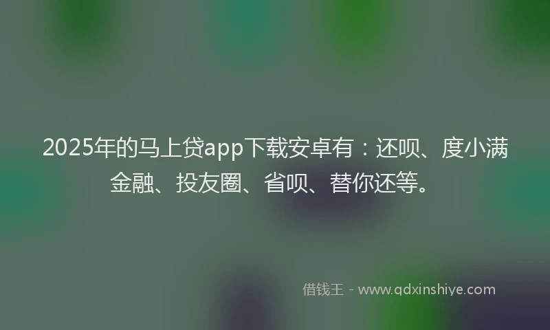 2025年的马上贷app下载安卓有：还呗、度小满金融、投友圈、省呗、替你还等。