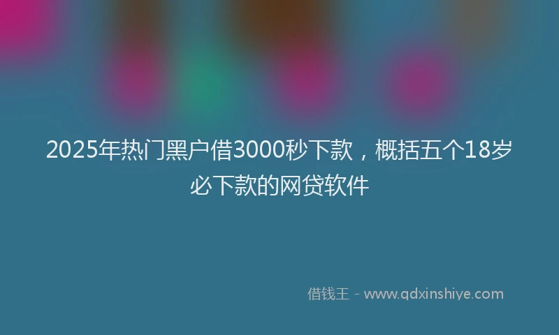 2025年热门黑户借3000秒下款，概括五个18岁必下款的网贷软件