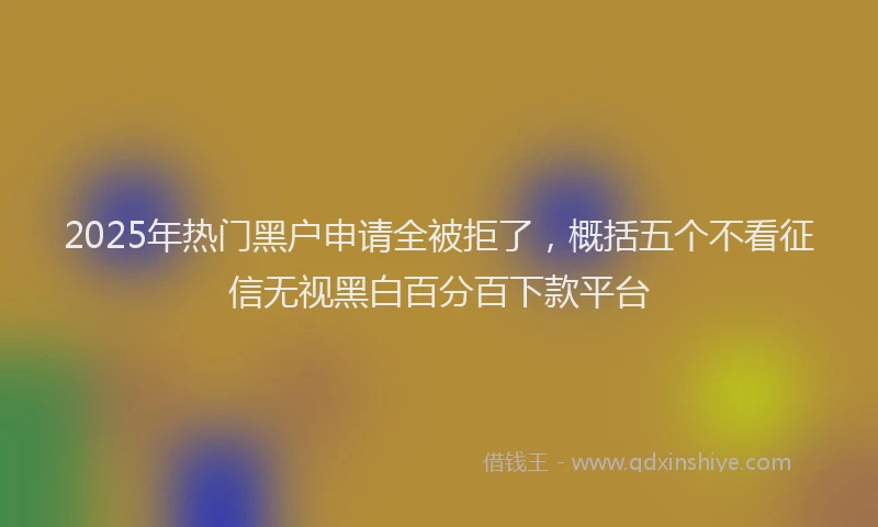 2025年热门黑户申请全被拒了，概括五个不看征信无视黑白百分百下款平台
