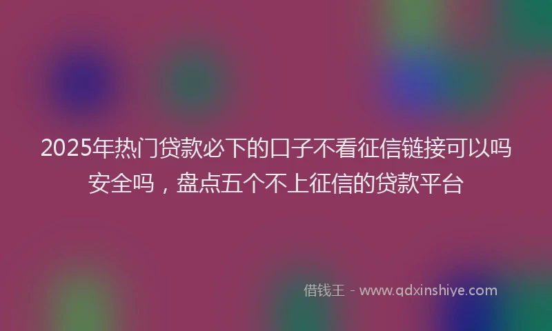 2025年热门贷款必下的口子不看征信链接可以吗安全吗，盘点五个不上征信的贷款平台