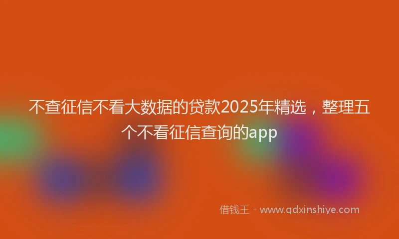 不查征信不看大数据的贷款2025年精选，整理五个不看征信查询的app