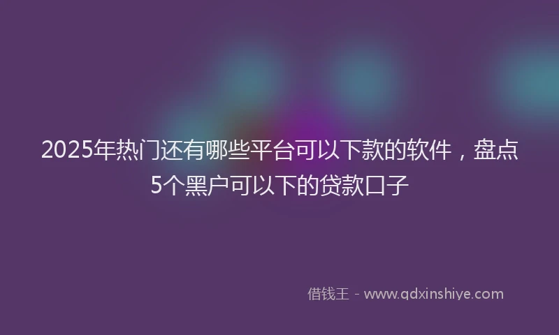 2025年热门还有哪些平台可以下款的软件，盘点5个黑户可以下的贷款口子