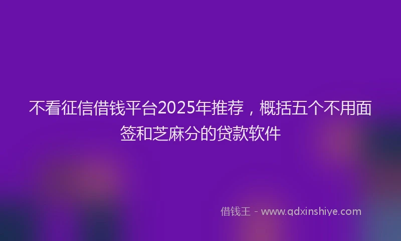 不看征信借钱平台2025年推荐，概括五个不用面签和芝麻分的贷款软件