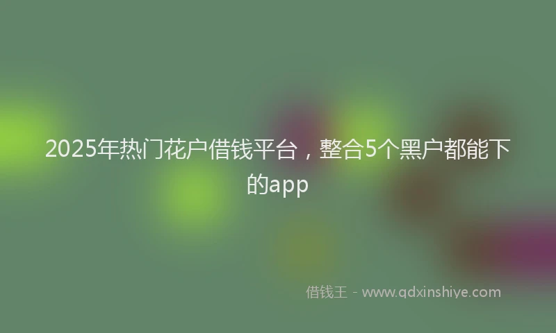 2025年热门花户借钱平台，整合5个黑户都能下的app
