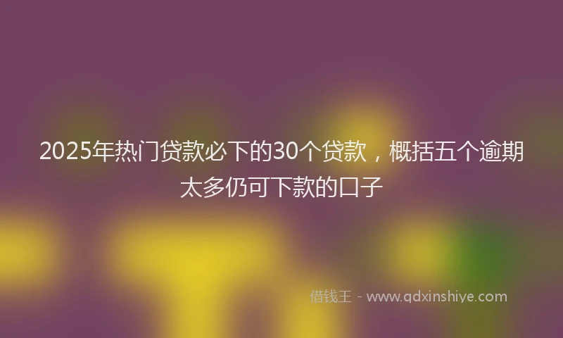 2025年热门贷款必下的30个贷款，概括五个逾期太多仍可下款的口子