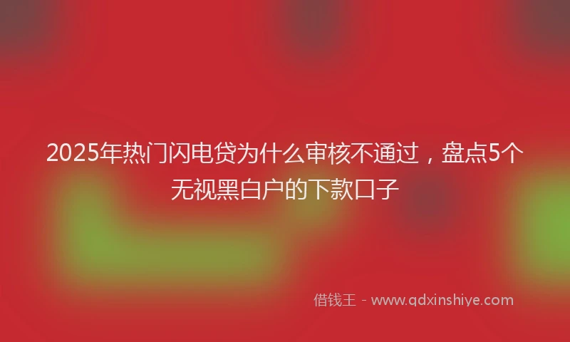 2025年热门闪电贷为什么审核不通过，盘点5个无视黑白户的下款口子