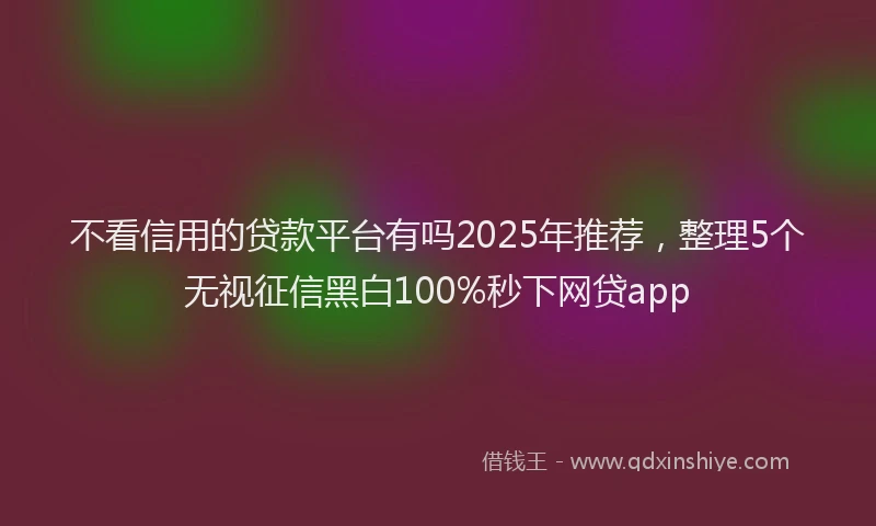 不看信用的贷款平台有吗2025年推荐，整理5个无视征信黑白100%秒下网贷app