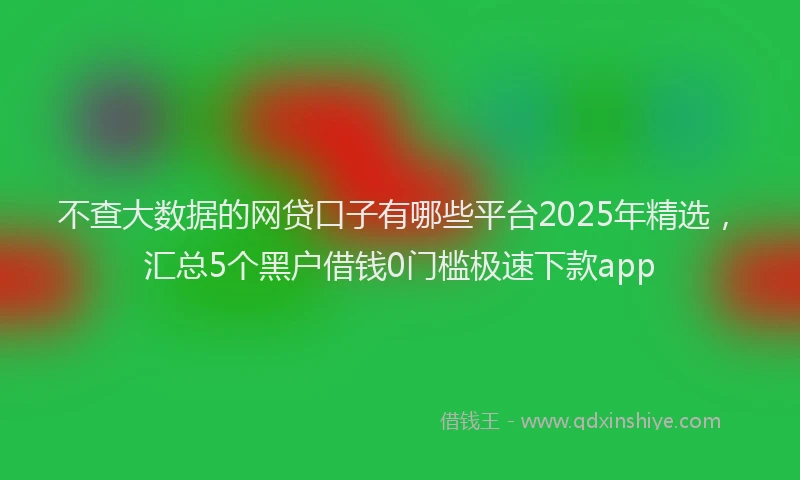 不查大数据的网贷口子有哪些平台2025年精选，汇总5个黑户借钱0门槛极速下款app