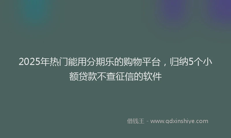 2025年热门能用分期乐的购物平台，归纳5个小额贷款不查征信的软件