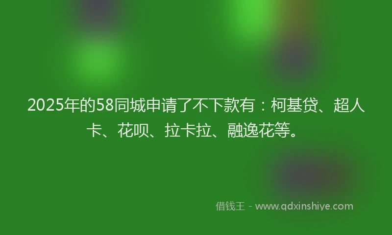 2025年的58同城申请了不下款有：柯基贷、超人卡、花呗、拉卡拉、融逸花等。
