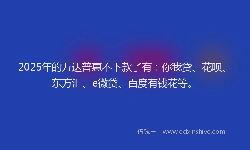 2025年的万达普惠不下款了有：你我贷、花呗、东方汇、e微贷、百度有钱花等。