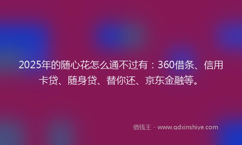 2025年的随心花怎么通不过有：360借条、信用卡贷、随身贷、替你还、京东金融等。