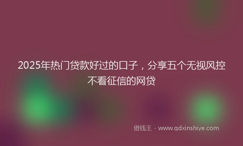2025年热门贷款好过的口子，分享五个无视风控不看征信的网贷