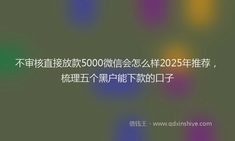 不审核直接放款5000微信会怎么样2025年推荐，梳理五个黑户能下款的口子