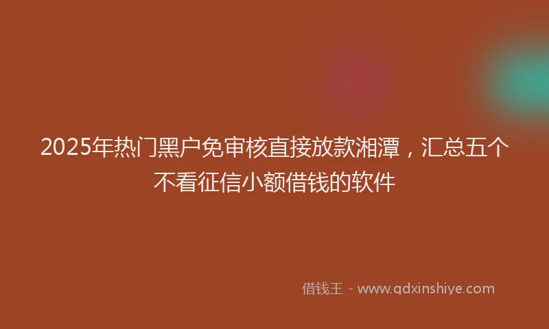 2025年热门黑户免审核直接放款湘潭，汇总五个不看征信小额借钱的软件