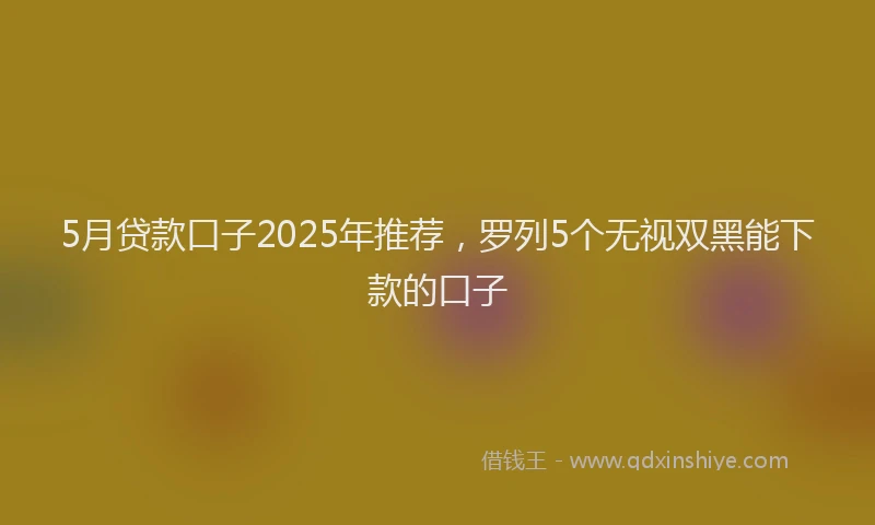 5月贷款口子2025年推荐，罗列5个无视双黑能下款的口子