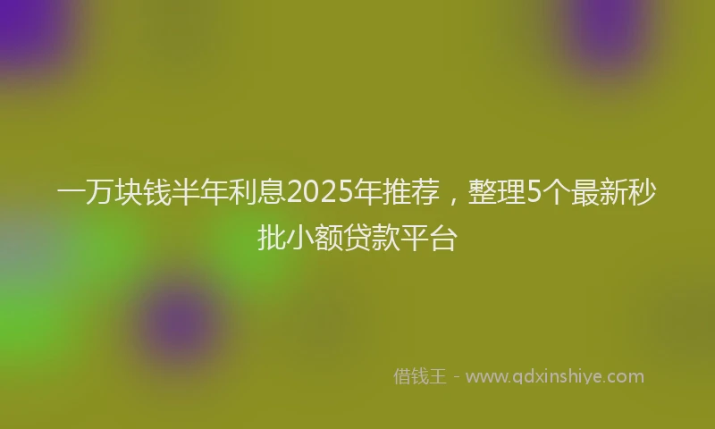 一万块钱半年利息2025年推荐，整理5个最新秒批小额贷款平台
