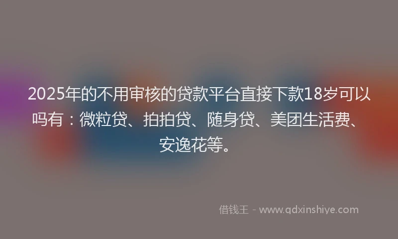 2025年的不用审核的贷款平台直接下款18岁可以吗有：微粒贷、拍拍贷、随身贷、美团生活费、安逸花等。