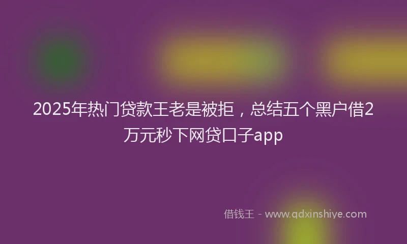 2025年热门贷款王老是被拒，总结五个黑户借2万元秒下网贷口子app