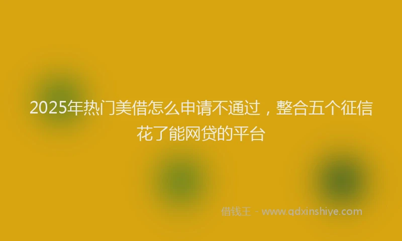 2025年热门美借怎么申请不通过，整合五个征信花了能网贷的平台