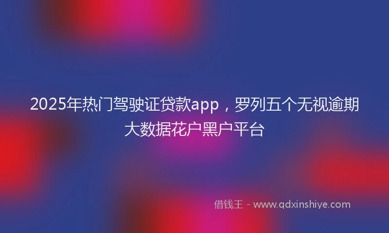 2025年热门驾驶证贷款app，罗列五个无视逾期大数据花户黑户平台