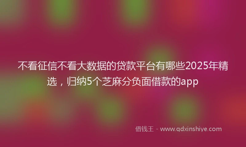 不看征信不看大数据的贷款平台有哪些2025年精选，归纳5个芝麻分负面借款的app