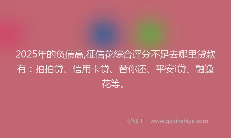 2025年的负债高,征信花综合评分不足去哪里贷款有：拍拍贷、信用卡贷、替你还、平安i贷、融逸花等。
