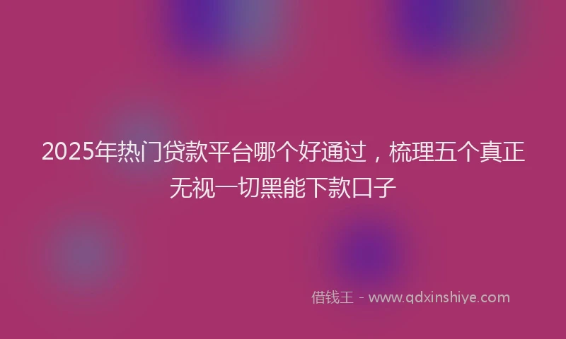 2025年热门贷款平台哪个好通过，梳理五个真正无视一切黑能下款口子
