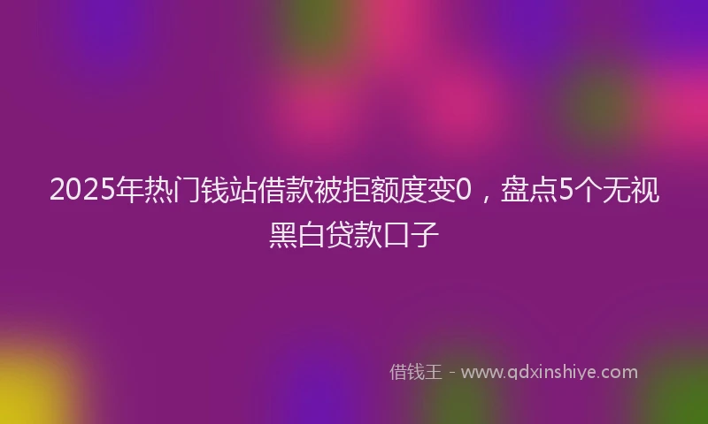 2025年热门钱站借款被拒额度变0，盘点5个无视黑白贷款口子