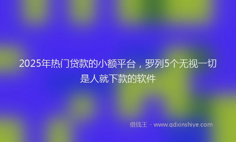 2025年热门贷款的小额平台，罗列5个无视一切是人就下款的软件