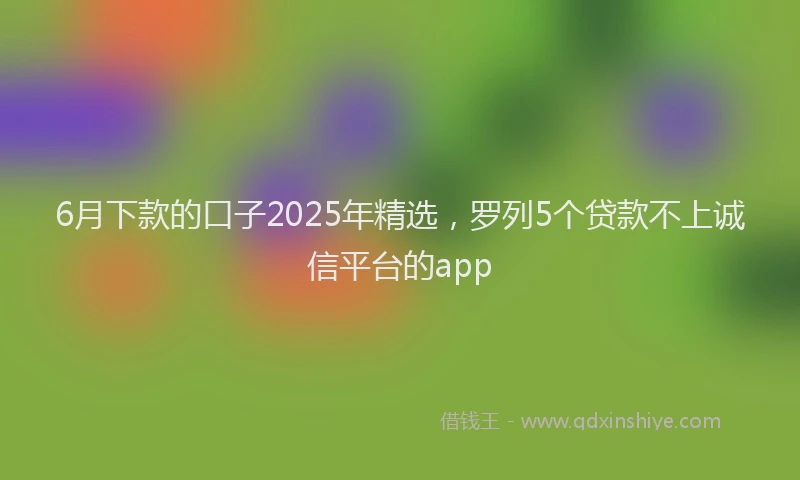 6月下款的口子2025年精选，罗列5个贷款不上诚信平台的app