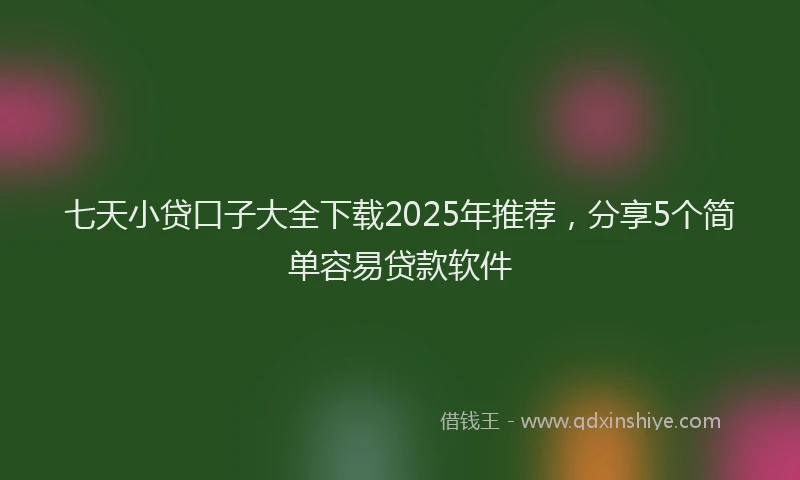 七天小贷口子大全下载2025年推荐，分享5个简单容易贷款软件