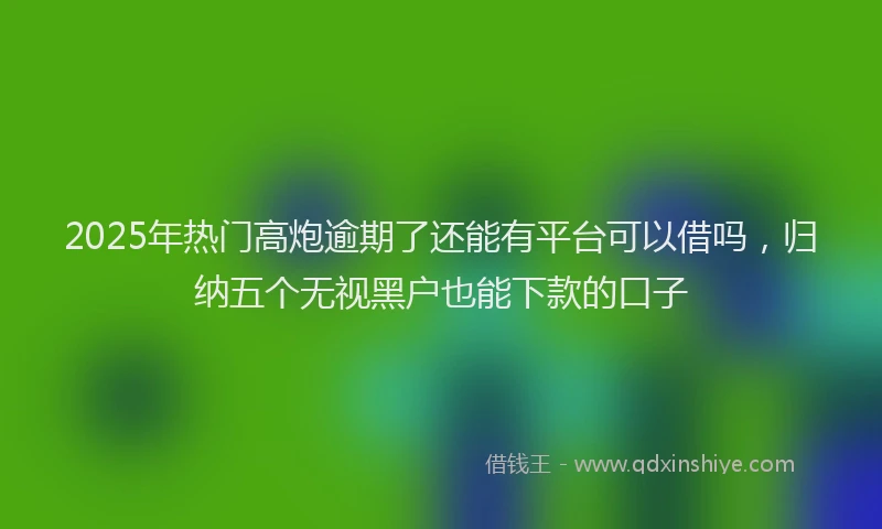 2025年热门高炮逾期了还能有平台可以借吗，归纳五个无视黑户也能下款的口子