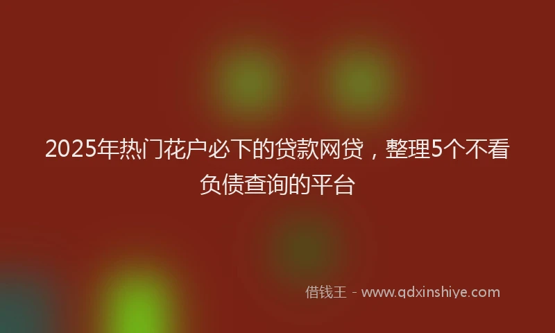 2025年热门花户必下的贷款网贷，整理5个不看负债查询的平台